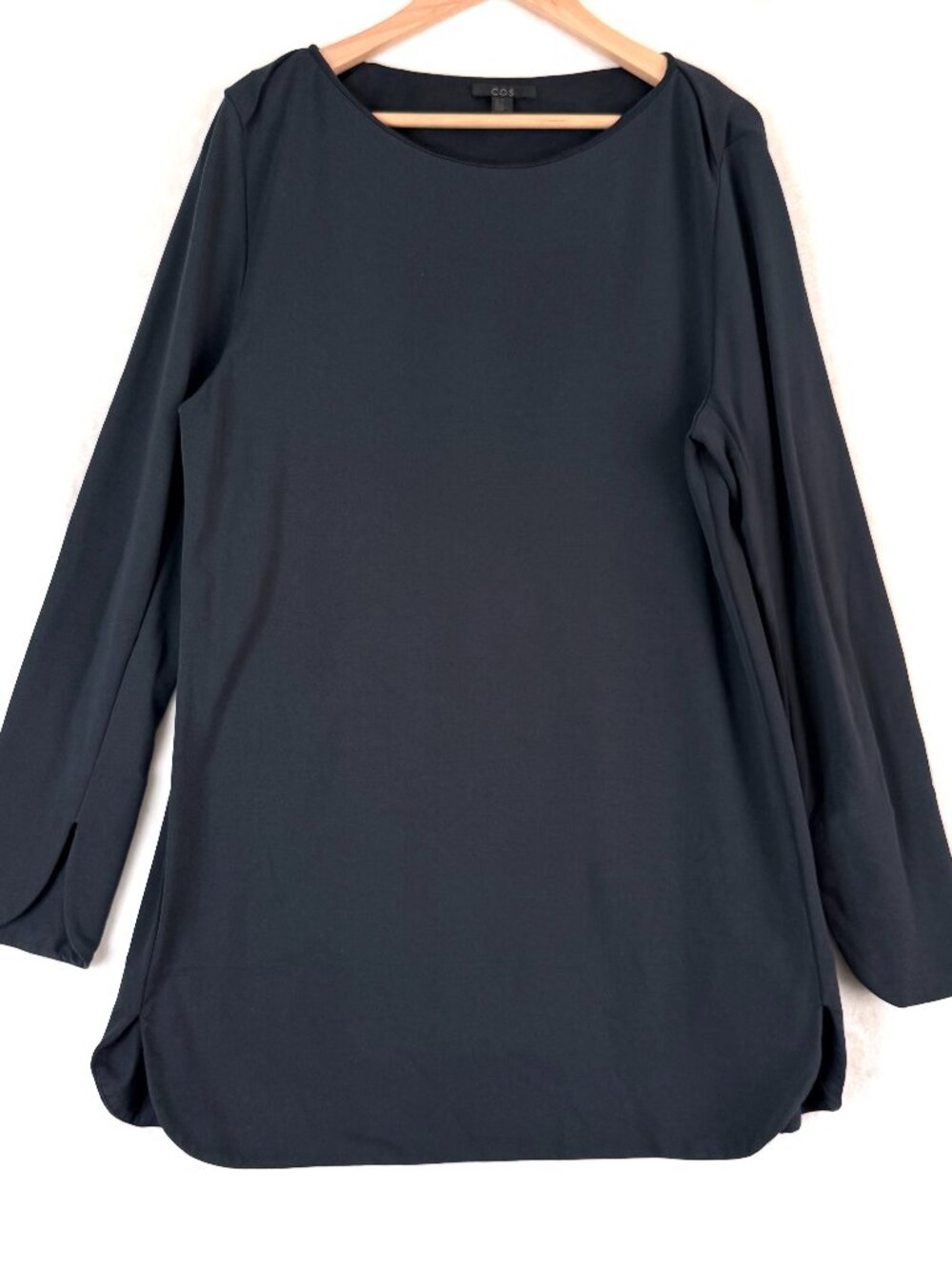 COS Jersey Stretch Long Sleeve Mini Dress M Navy Blue Minimalist Comfort